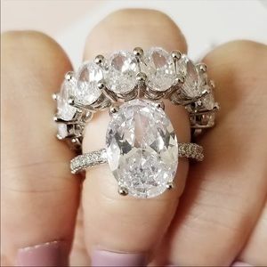 925 sterling silver 6 ct bridal engagement ring